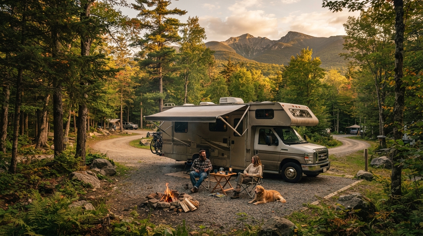 New York to Miami - Atlantic Coast Road — campground with a motorhome