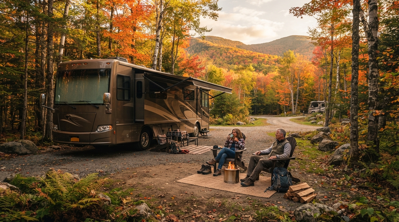New York Roundtrip - Upstate New York Incl. Niagara falls — campground with a motorhome