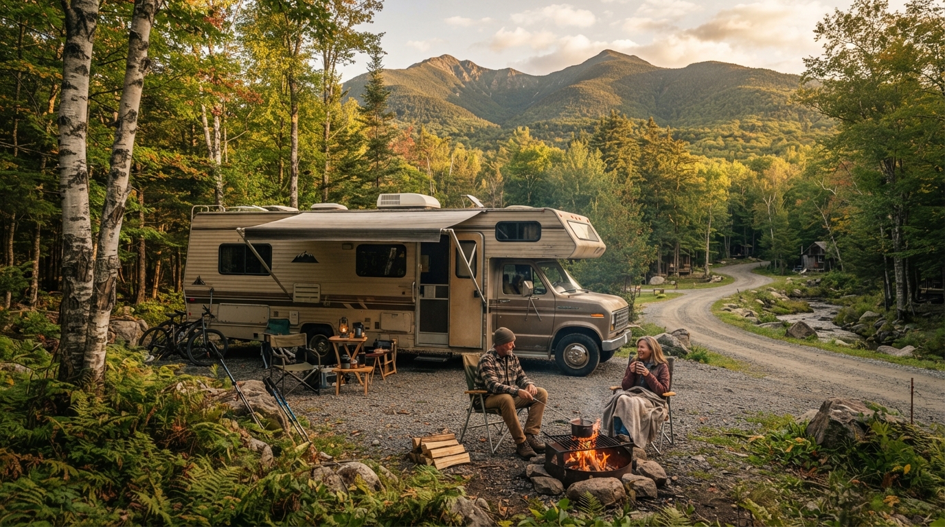 New York Roundtrip - Incl. Niagara falls — campground with a motorhome