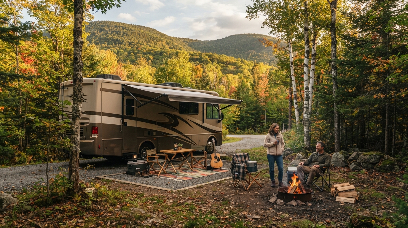 New York to Seattle - Coast to coast — campground with a motorhome