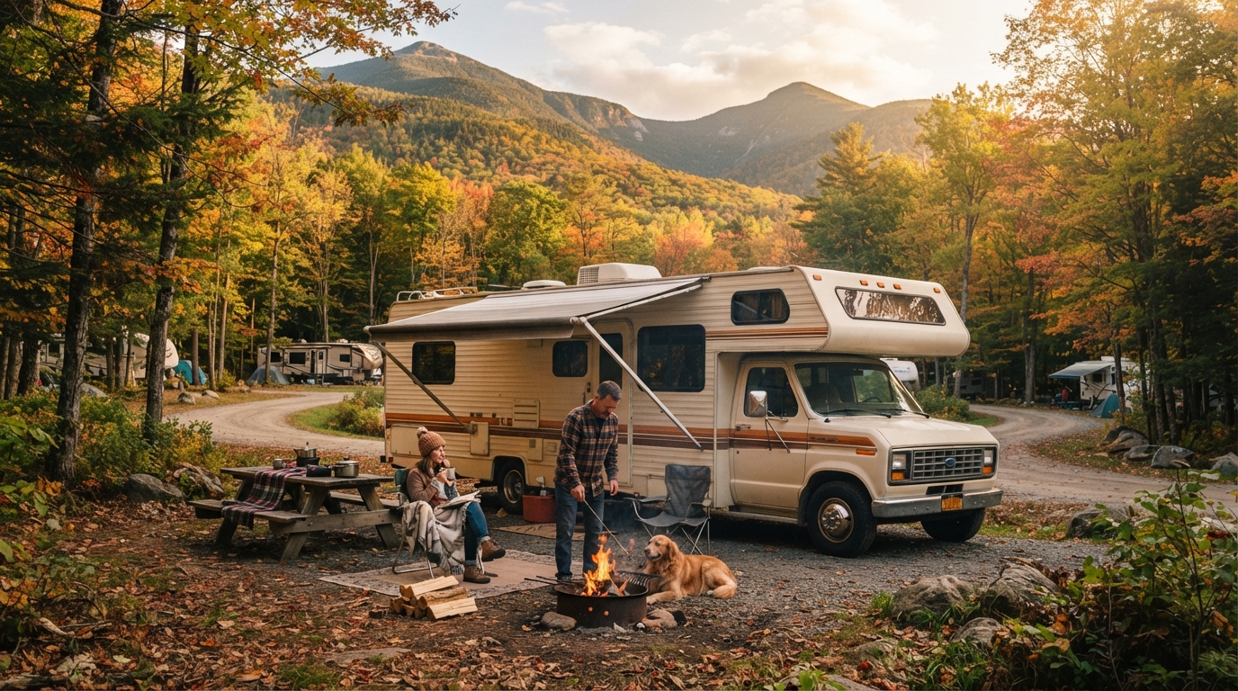 New York to Charlotte — campground with a motorhome