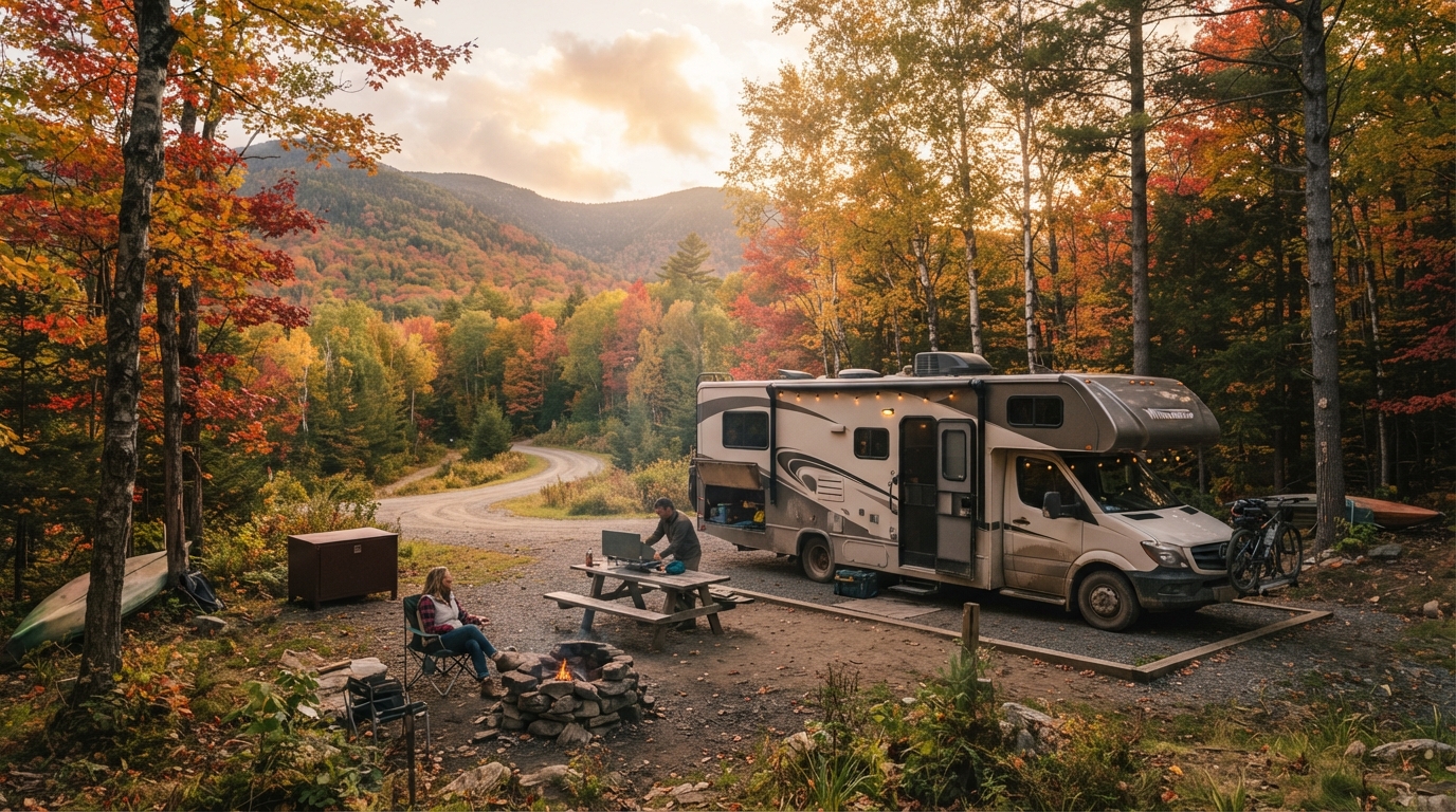 New York to Seattle - Coast to coast — campground with a motorhome