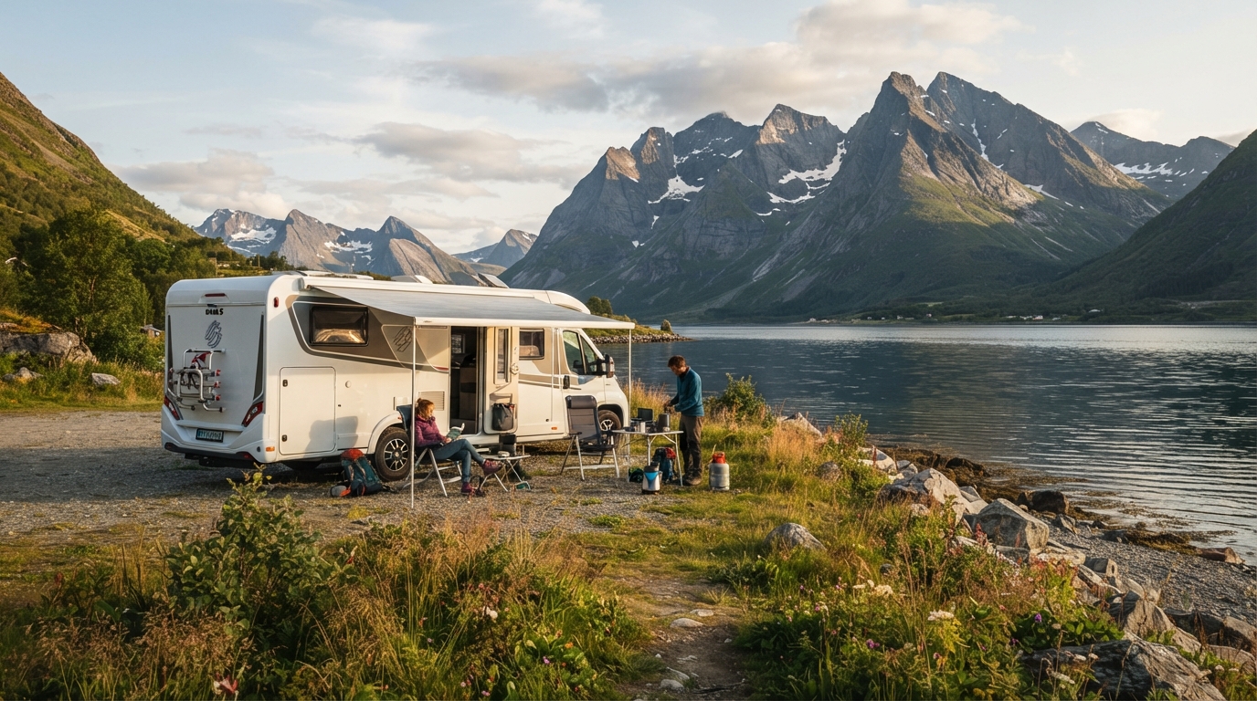 Nordkjosbotn Round trip  - Legends of the North — campground with a motorhome