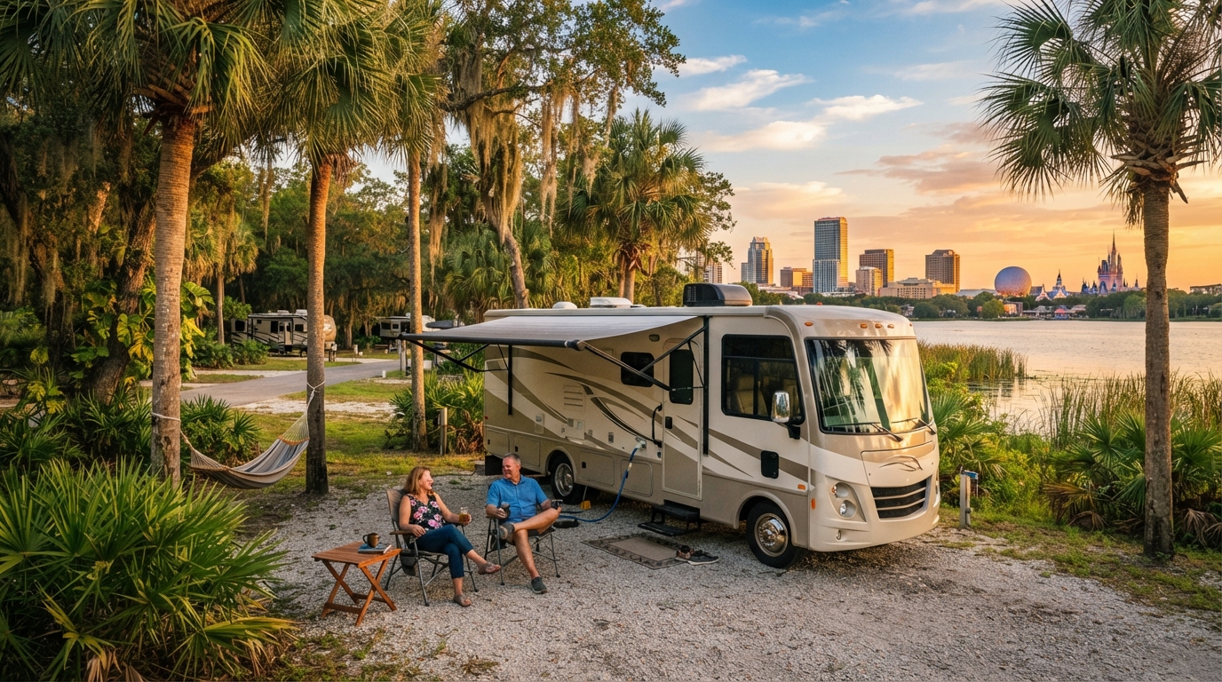 Orlando Round trip - South — campground with a motorhome