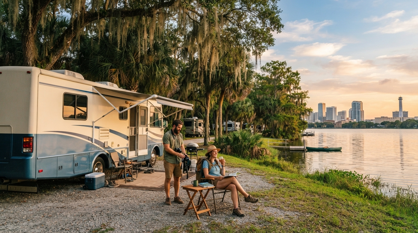 Orlando to Billings — campground with a motorhome