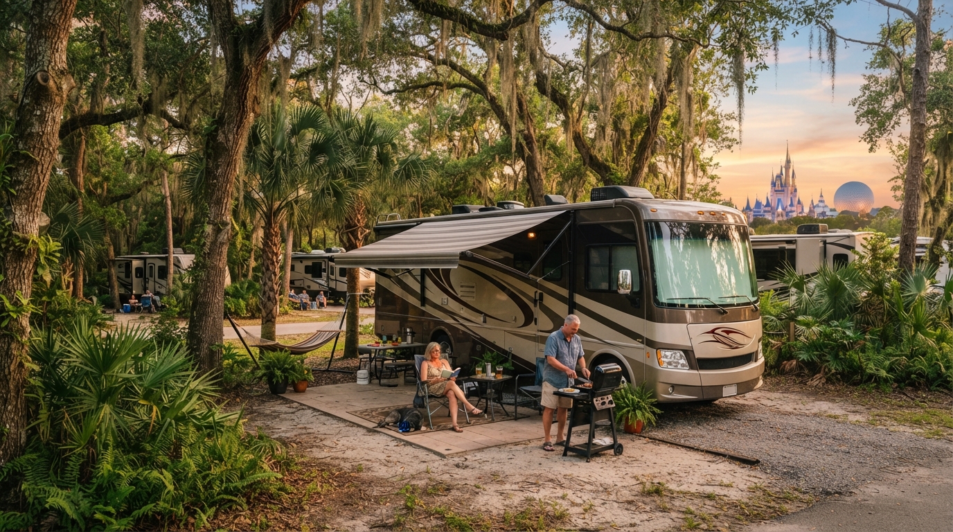 Orlando Roundtrip - Comprehensive Florida — campground with a motorhome