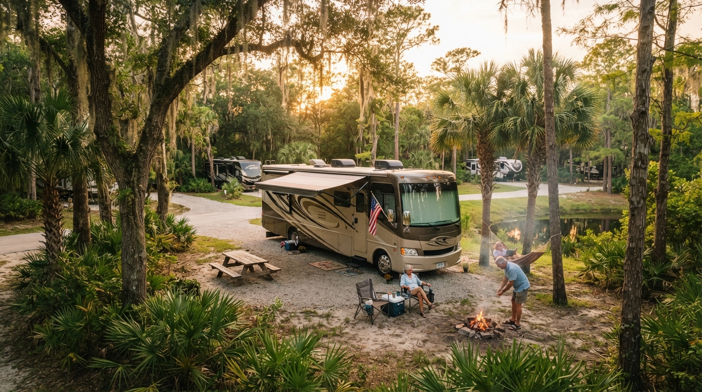 Orlando to Chicago - From Sunshine to Windy City — campground with a motorhome