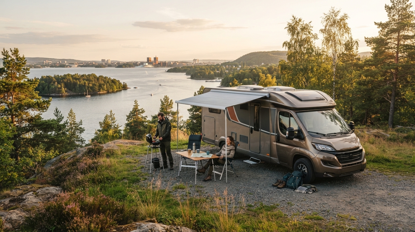 Oslo to Rovaniemi - Aurora Trails: A Journey North — campground with a motorhome