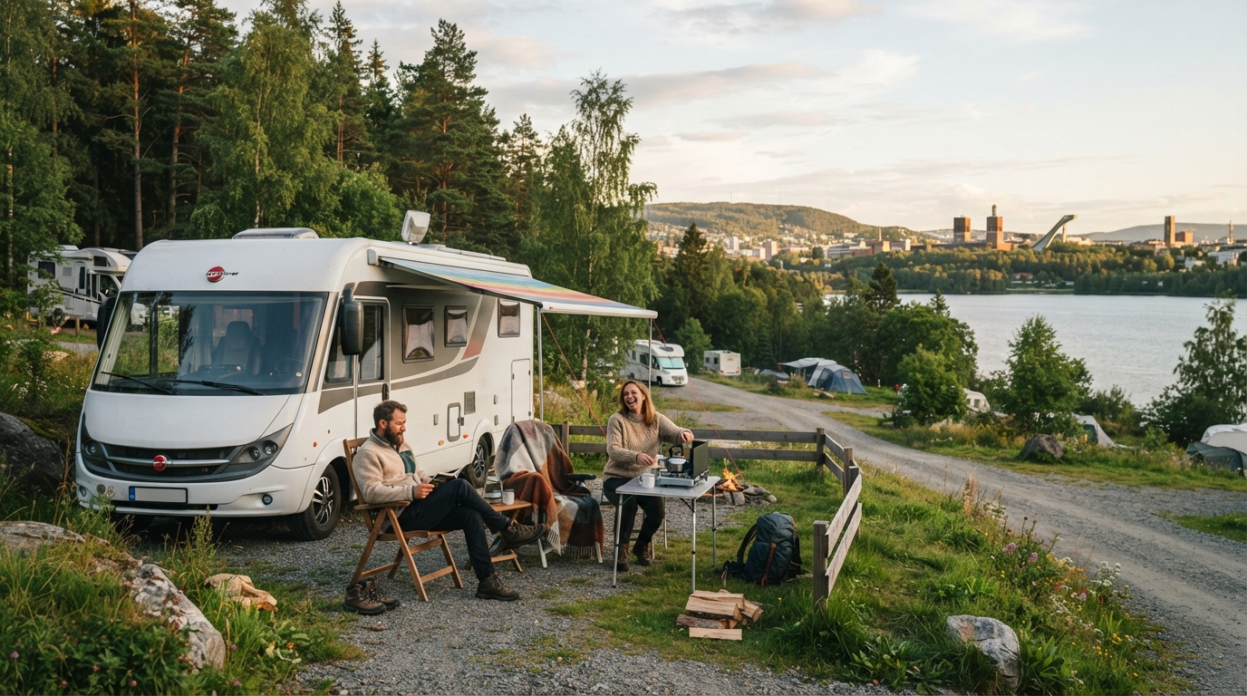 Oslo to Tromsø - Fjord & Peaks Discovery Drive — campground with a motorhome
