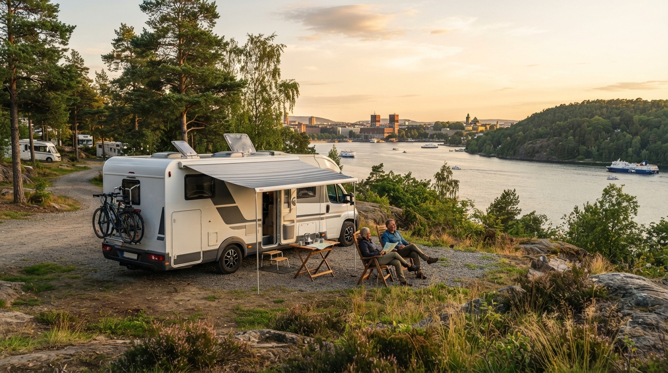 Oslo Roundtrip - Nordic Nature Expedition - Heading North West — campground with a motorhome