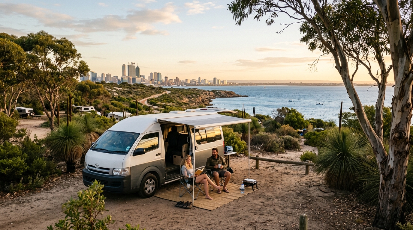 Perth to Brisbane - The Coastal Explorer's Dream — campground with a motorhome