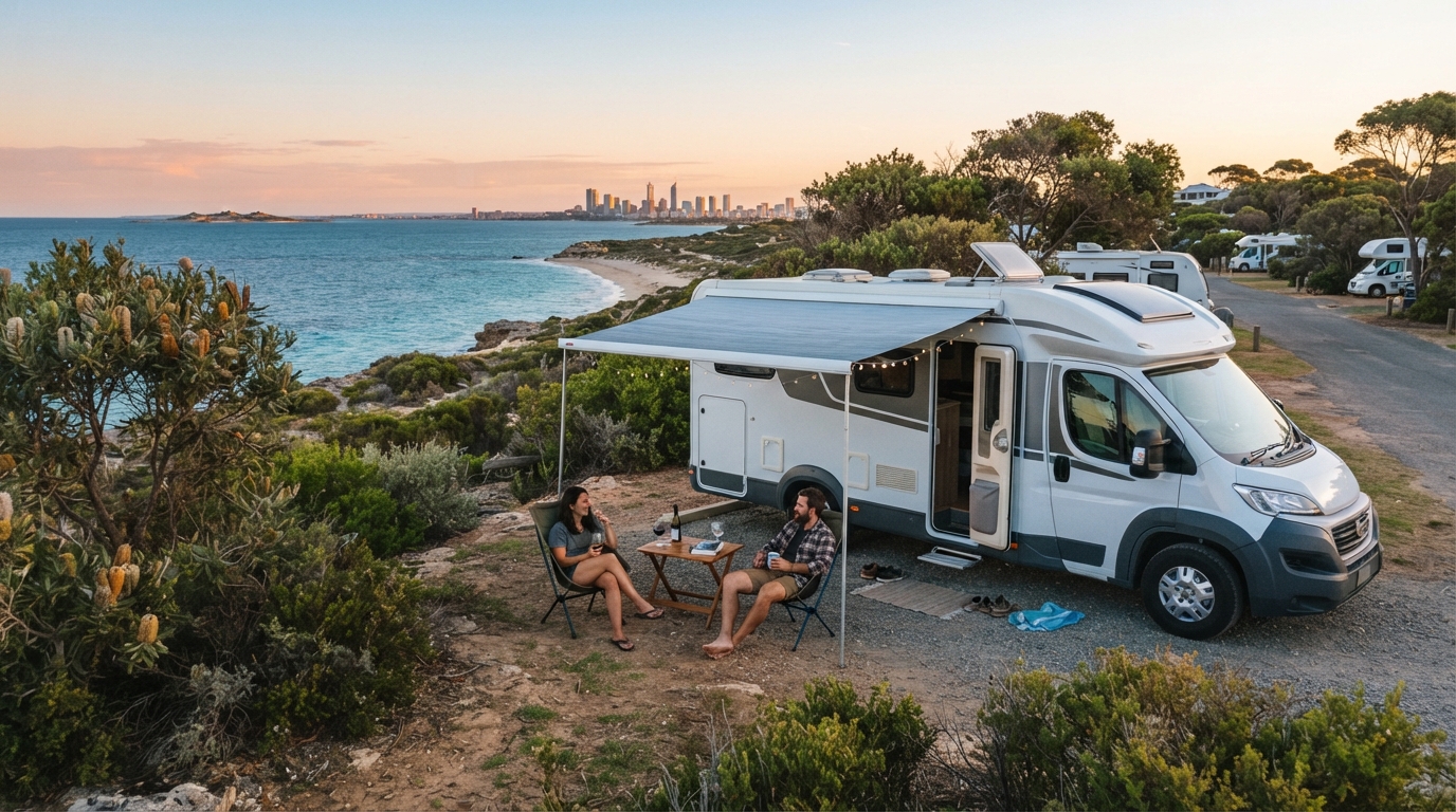 Perth to Crains - The Aussie Heartlands Adventure — campground with a motorhome