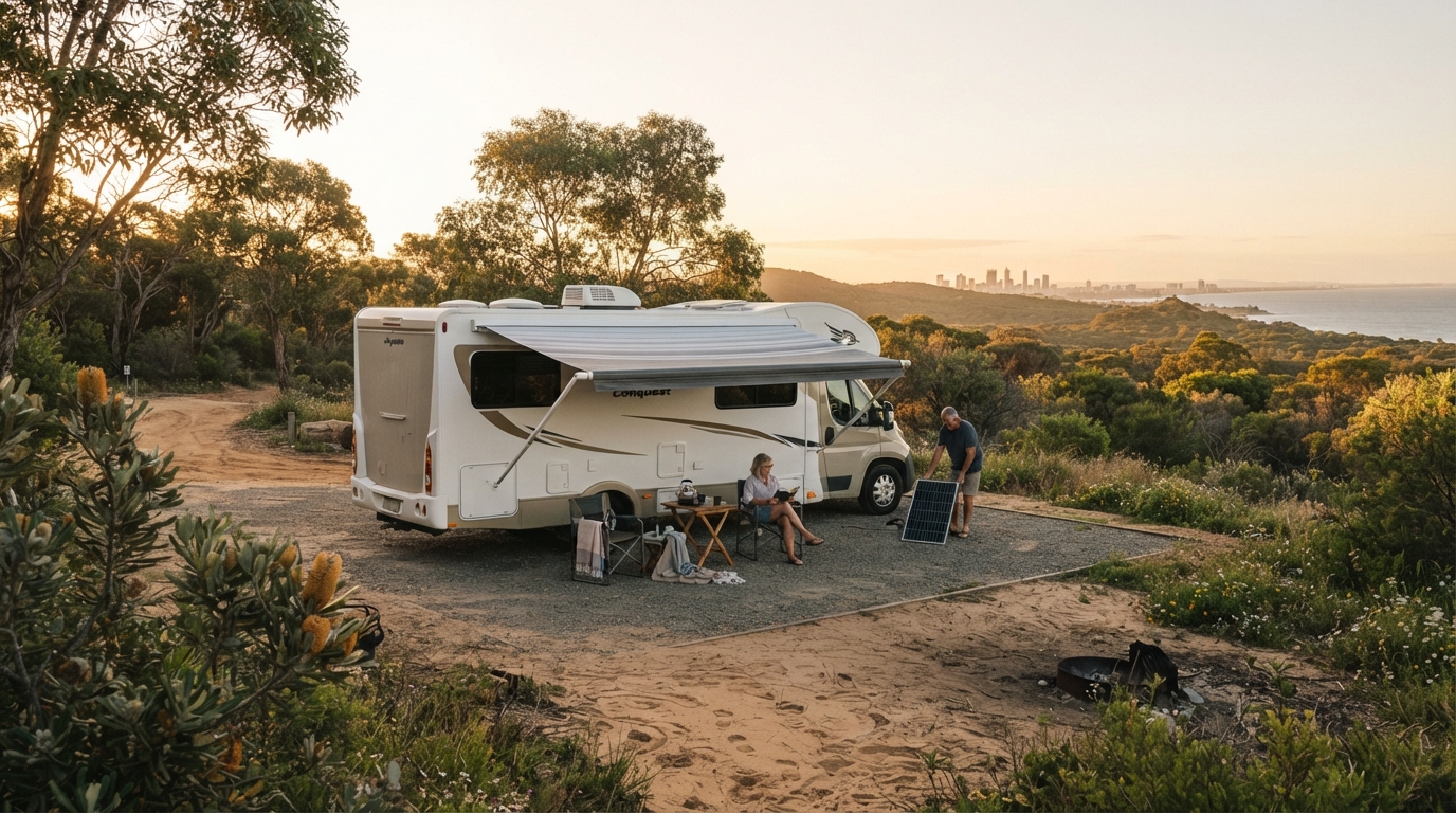 Perth to Melbourne - Roads Less Traveled: Exploring Australia in a Campervan — campground with a motorhome