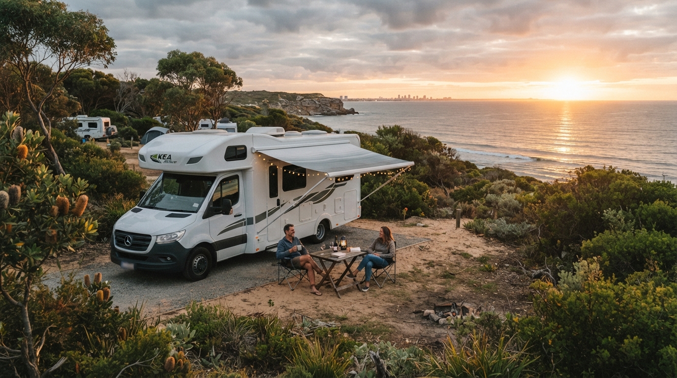 Perth Round trip - The Great Western Camper Loop — campground with a motorhome