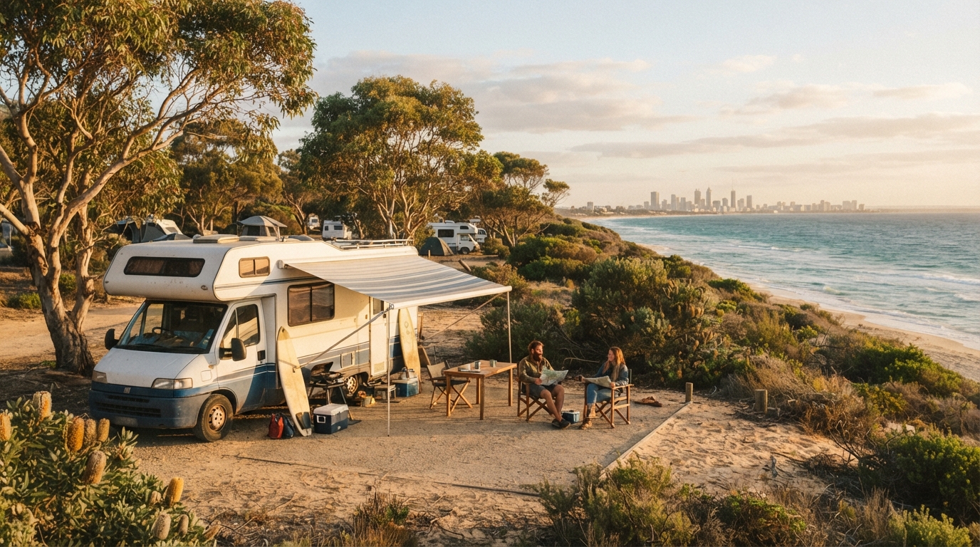 Perth to Broome - Western Wonders — campground with a motorhome