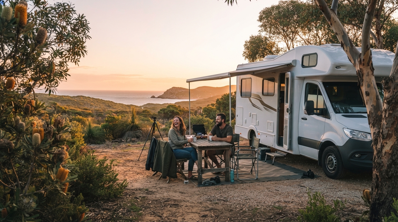 Perth round trip - North - Western Wilderness Journey — campground with a motorhome