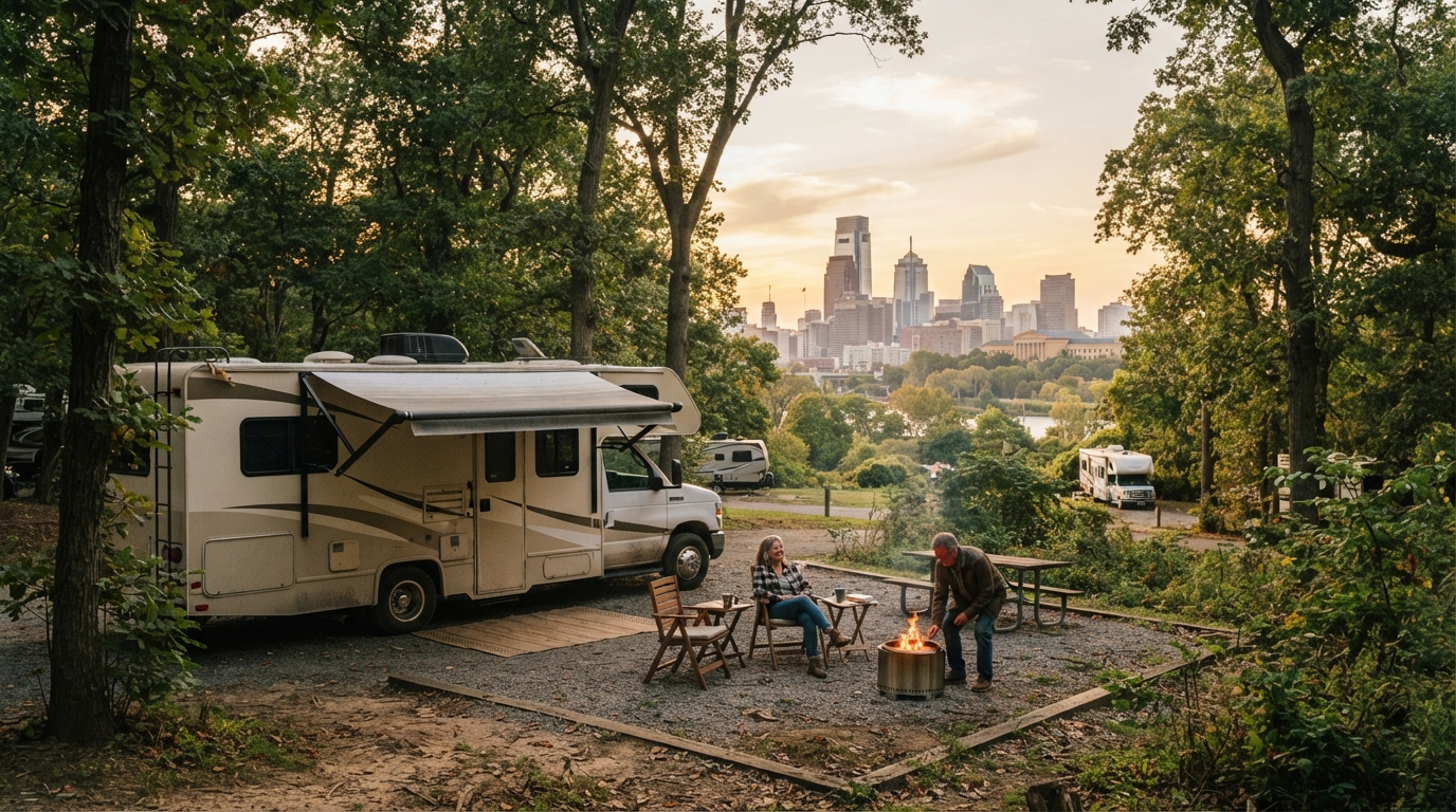 Philadelphia to Miami - Philadelphia to Miami - Including the Smoky Mountains and Appalachian trail — campground with a motorhome
