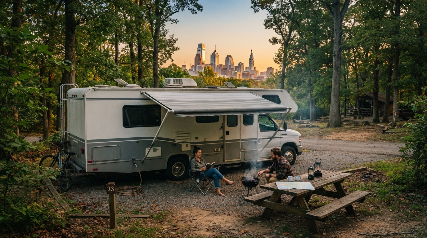 Philadelphia to Minneapolis - Heartland Horizons [Including the Niagara Falls] — campground with a motorhome