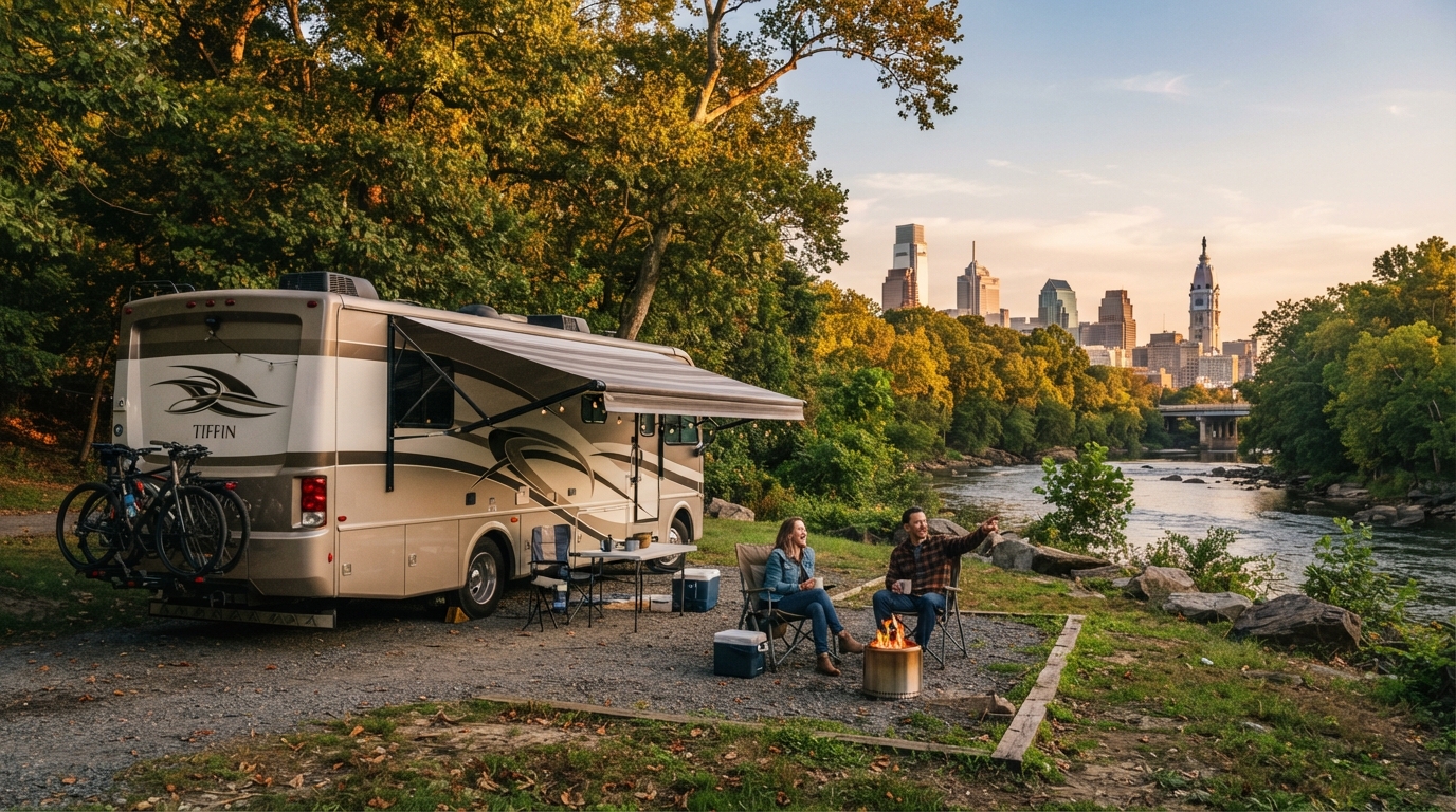 Philadelphia to Chicago - Including the Niagara Falls — campground with a motorhome