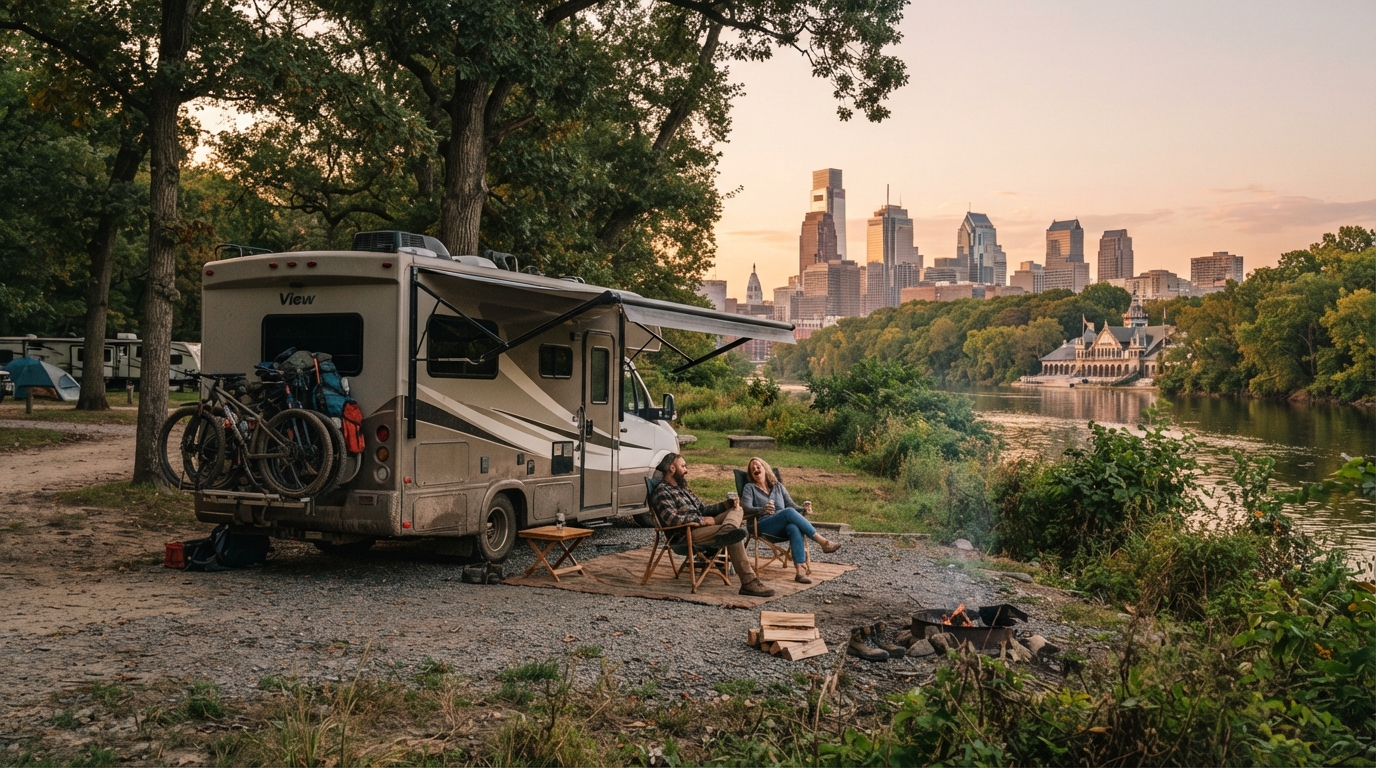 Philadelphia to Nashville - From Liberty to Honky-Tonk — campground with a motorhome