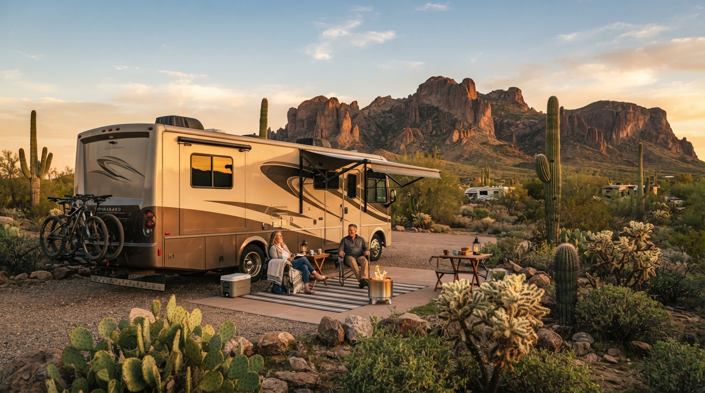 Phoenix to Washington DC — campground with a motorhome