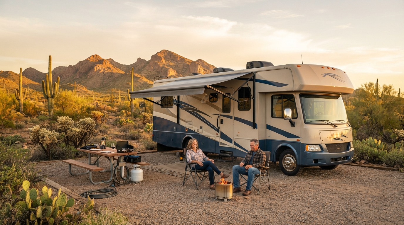 Phoenix to Atlanta — campground with a motorhome