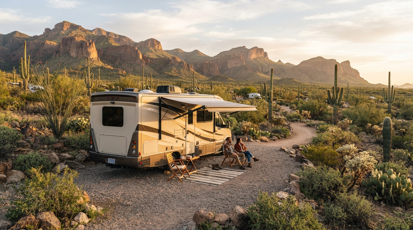 Phoenix to Salt Lake City - including Grand Canyon and Bryce Canyon — campground with a motorhome