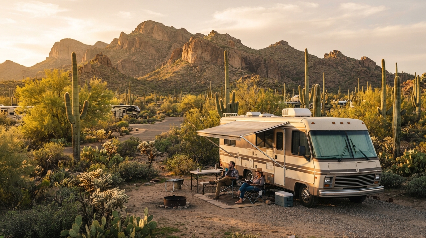 Phoenix to Tampa — campground with a motorhome