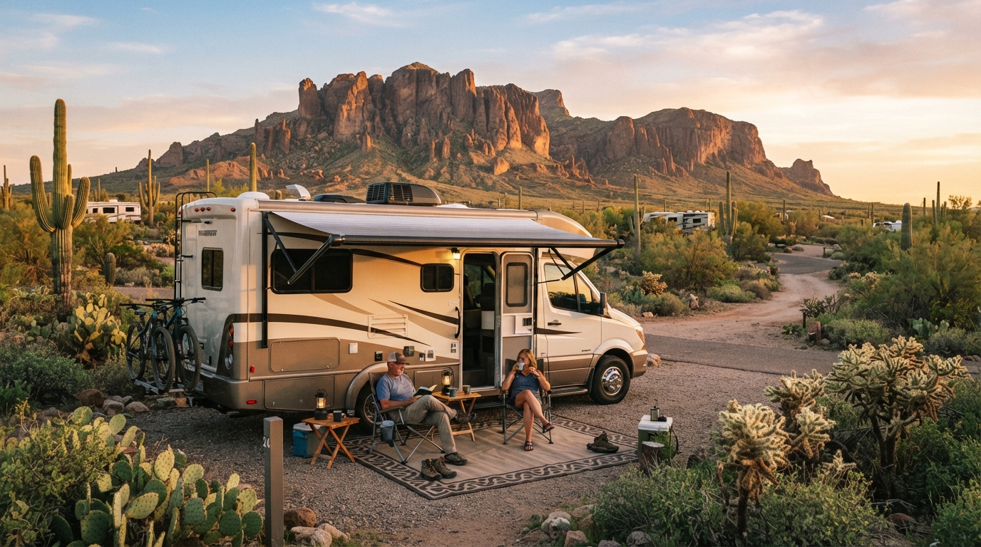 Phoenix to New Orleans — campground with a motorhome