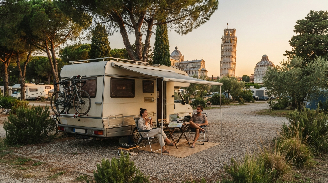 Pisa Round Trip - Tuscany and Liguria Motorhome Itinerary — campground with a motorhome