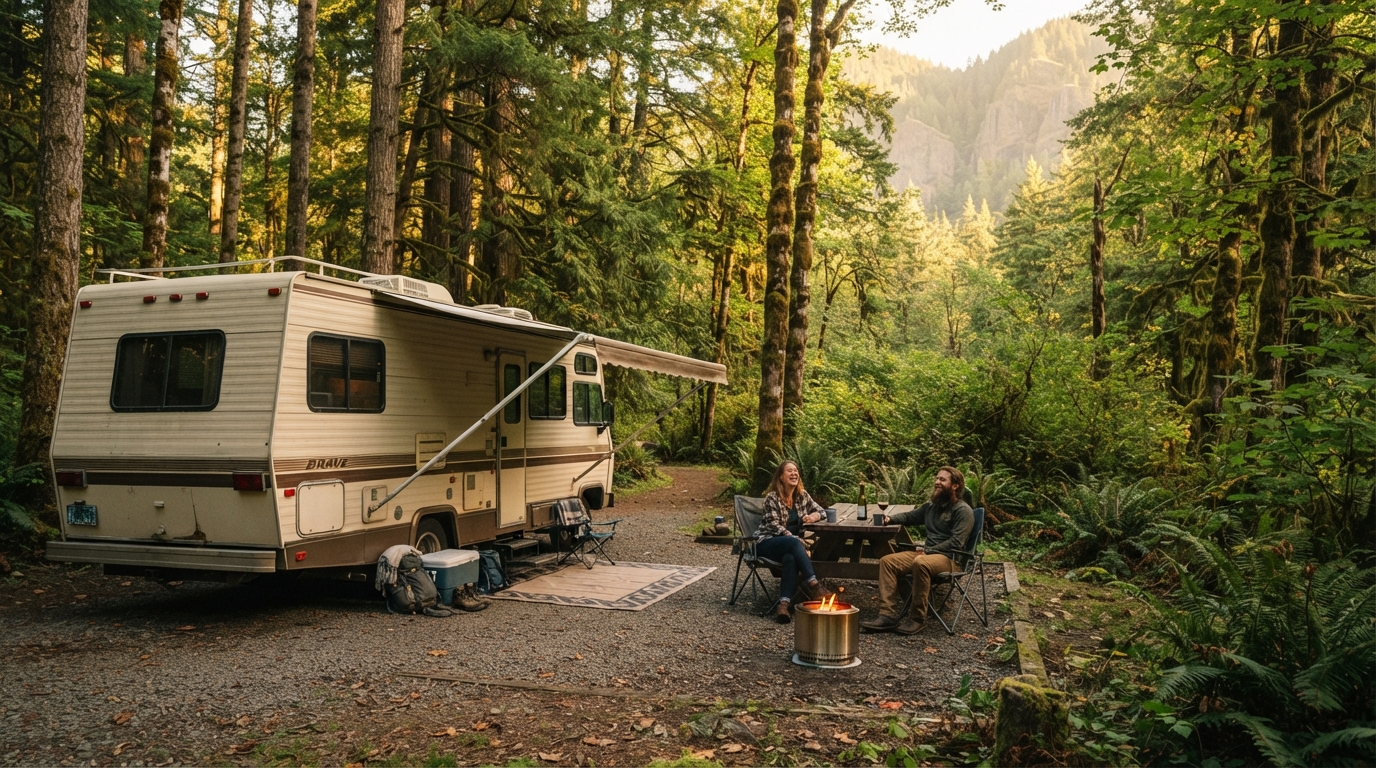 Portland Roundtrip - Medium — campground with a motorhome