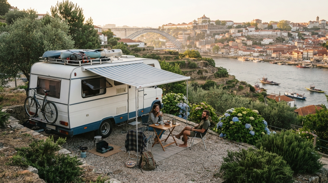 Porto Roundtrip - Central Portugal Including Lisbon — campground with a motorhome