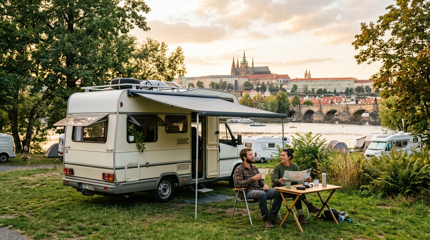 Prague Roundtrip - Fairytale Czech Republic Road Trip — campground with a motorhome