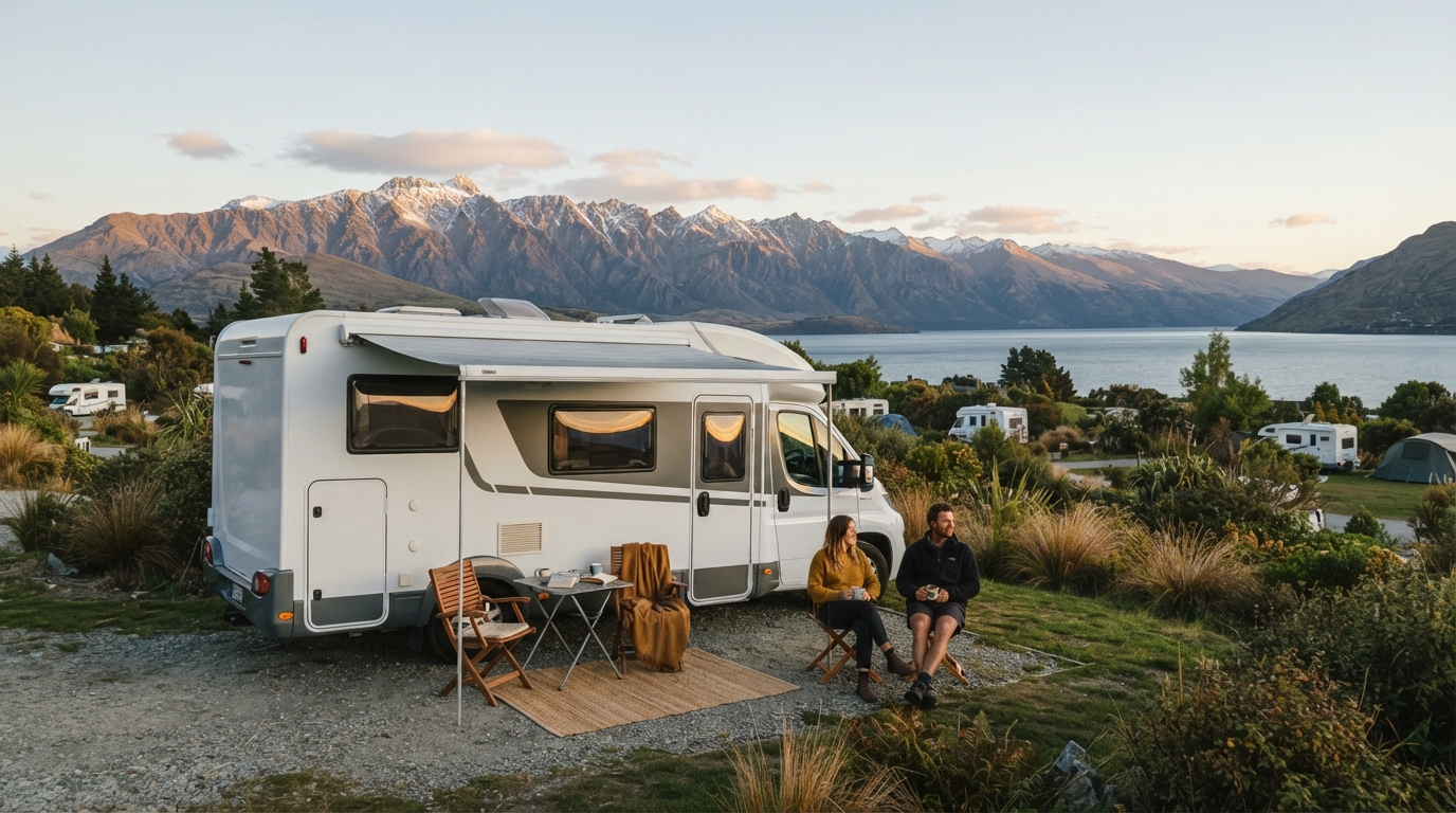 Queenstown Roundtrip - Epic South: From Glaciers to Glowworms — campground with a motorhome