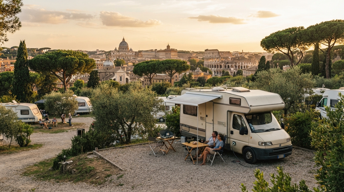 Rome Round trip - Heading South East - Discover Italy's Southern Splendors — campground with a motorhome