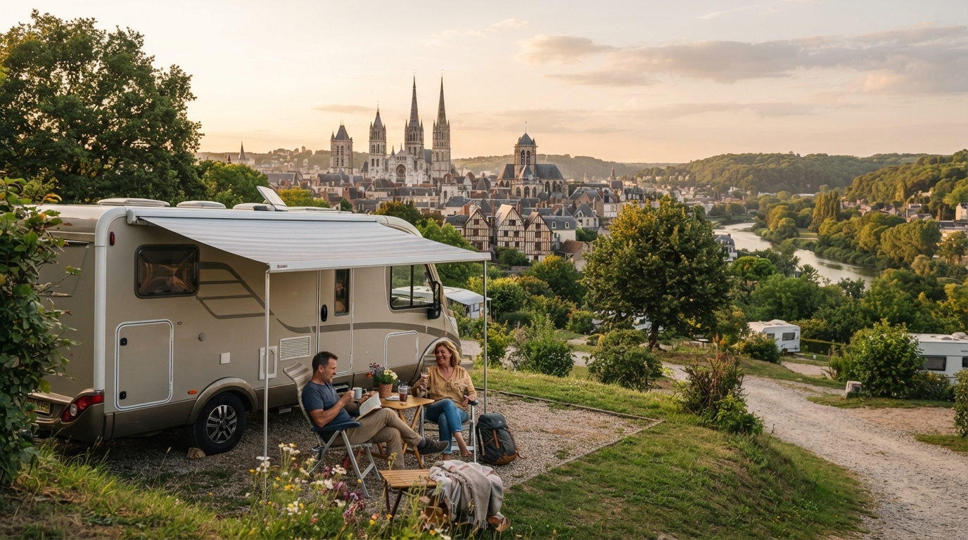 Rouen Round Trip - Normandy Enchantment — campground with a motorhome