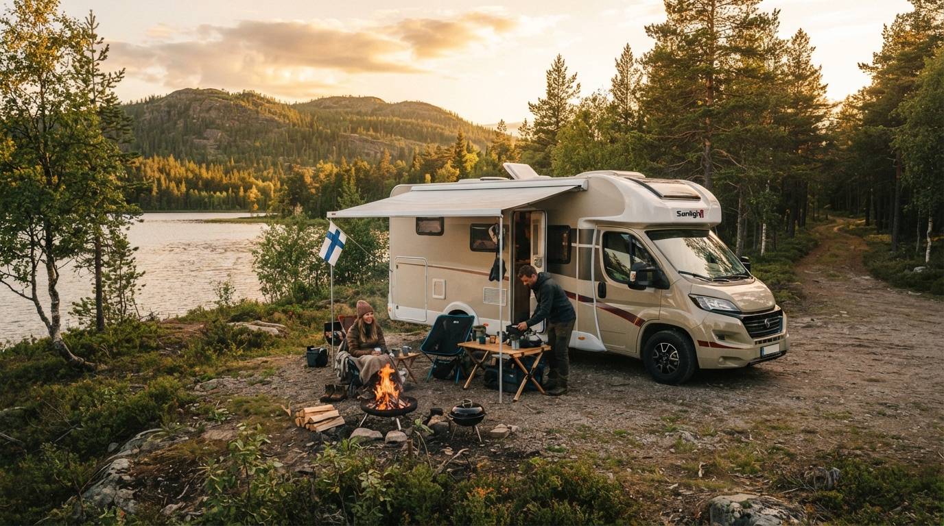 Rovaniemi to Oslo one way - The Nordic Explorer’s Route — campground with a motorhome