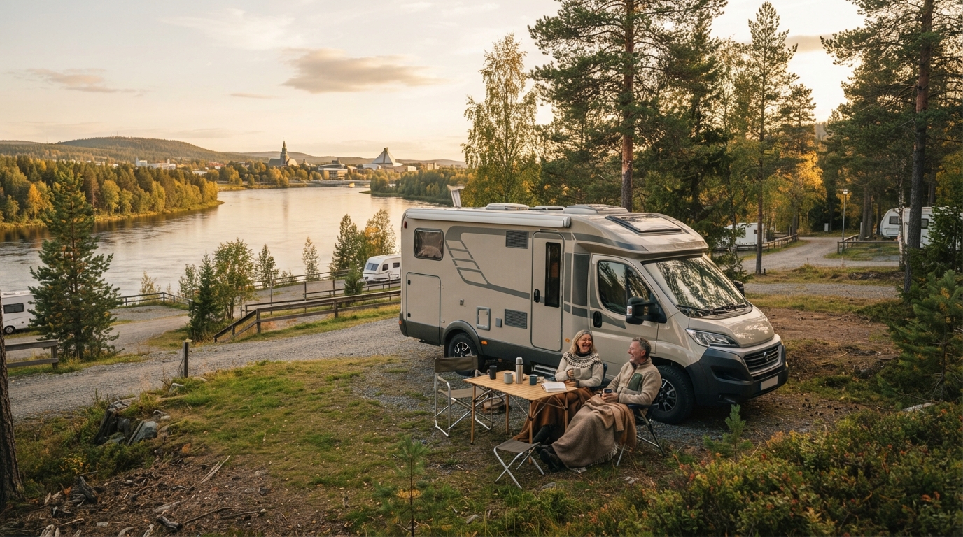 Rovaniami to Oslo - The Epic Arctic and Fjord Road Trip — campground with a motorhome