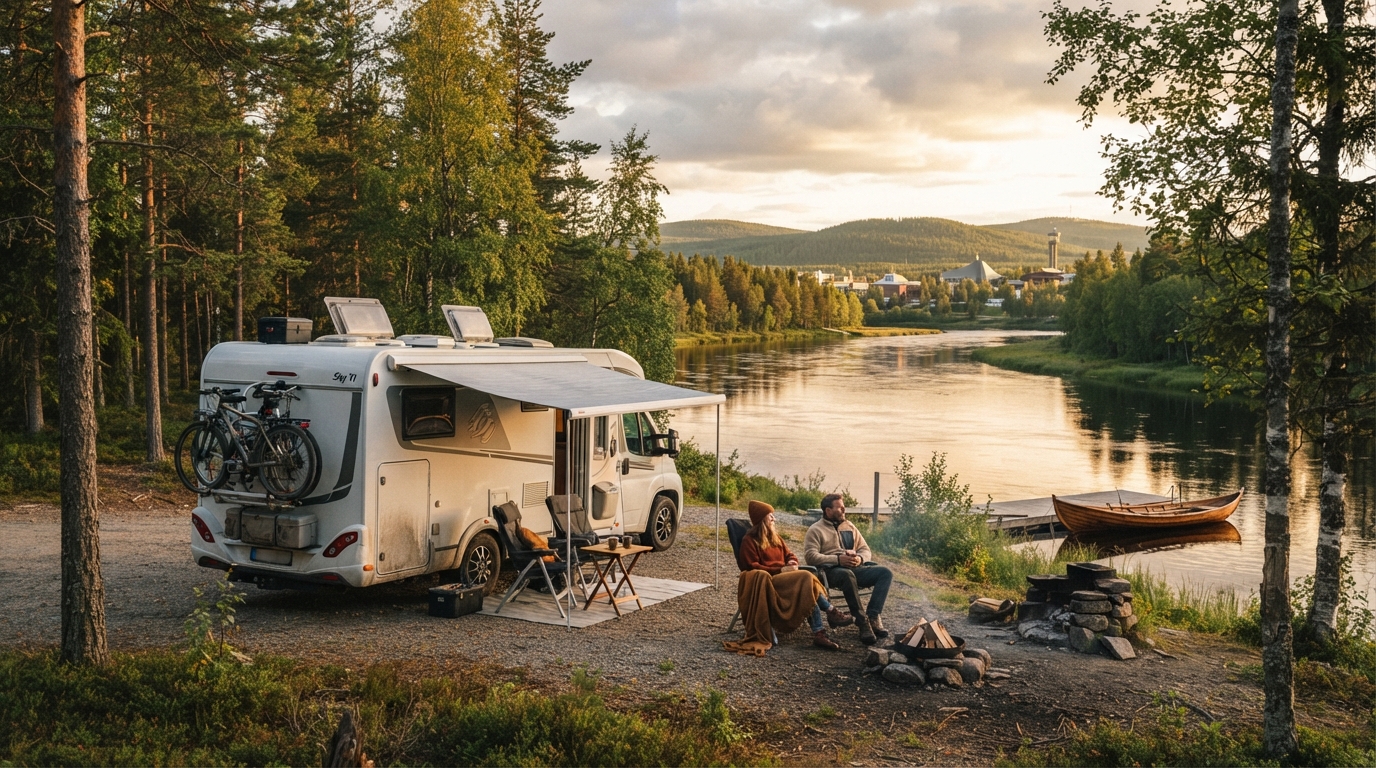 Rovaniemi Round trip - Fjord Dreams: A Northern Road Trip through Finland & Sweden — campground with a motorhome