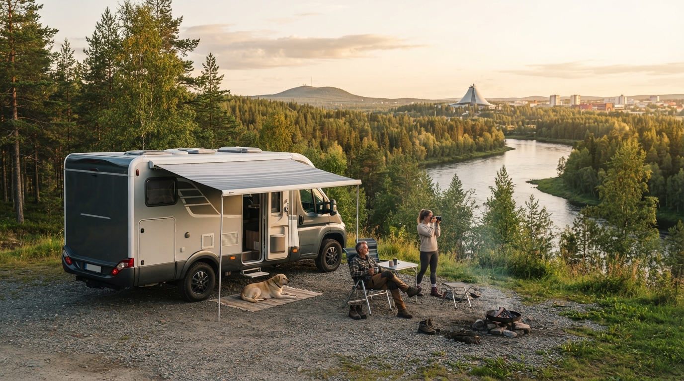 Rovaniemi to Stockholm - The Nordic Wonders Route — campground with a motorhome
