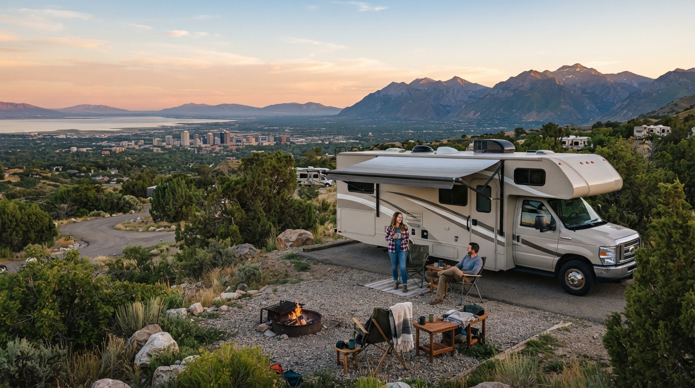 Salt Lake City to Denver - Including Grand canyon — campground with a motorhome