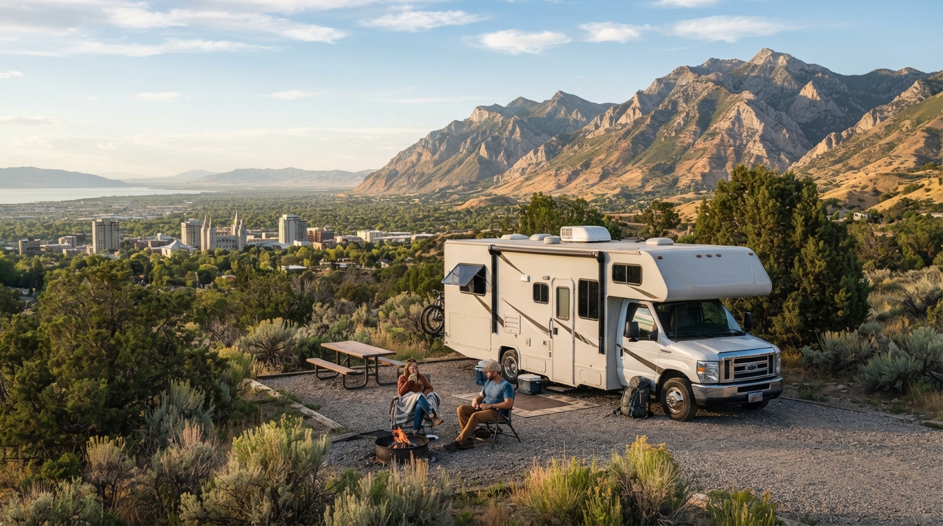 Salt Lake City to New Orleans - Southern Harmony RV Adventure — campground with a motorhome