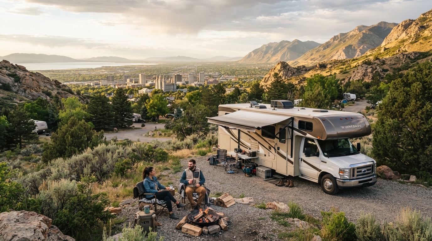 Salt Lake City to Atlanta - Canyons, Culture, and City Lights — campground with a motorhome