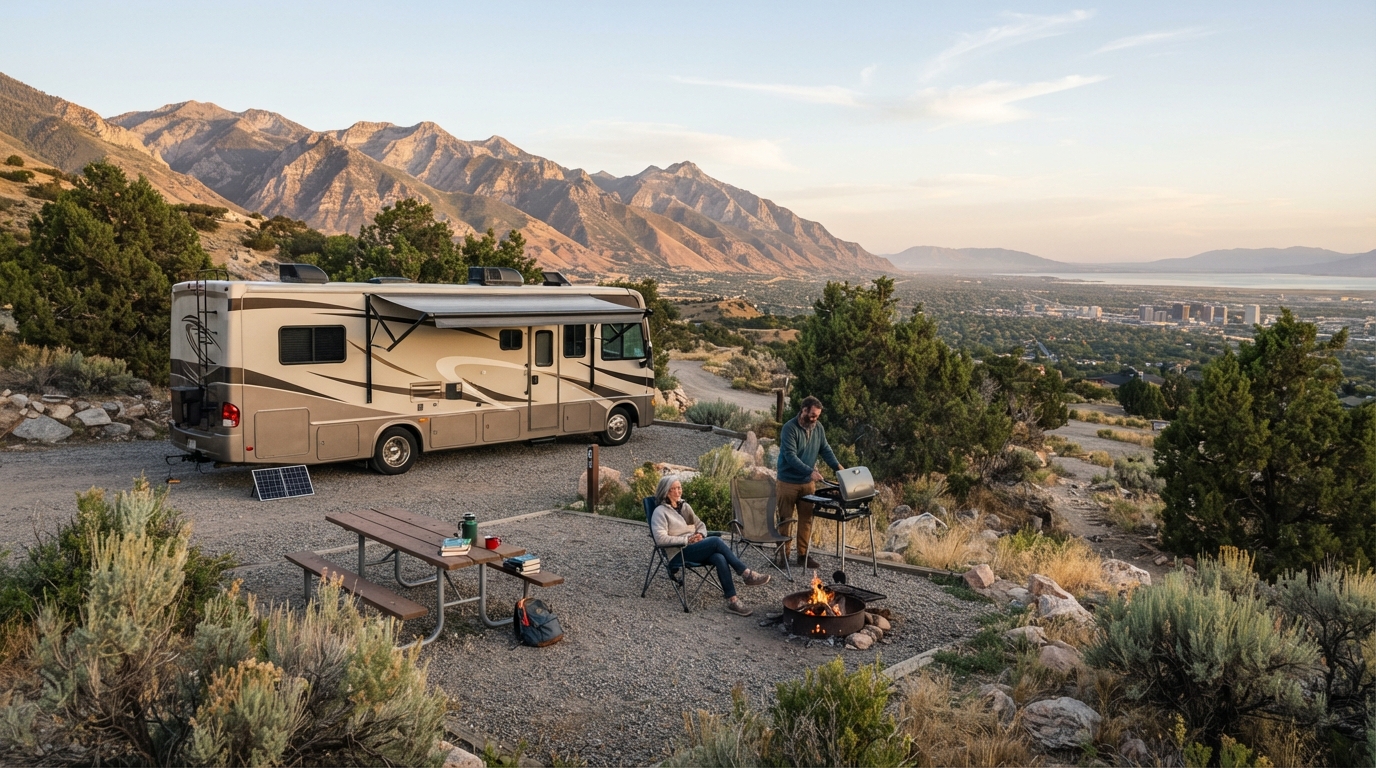 Salt Lake City to Washington DC - Transcontinental Treasures — campground with a motorhome