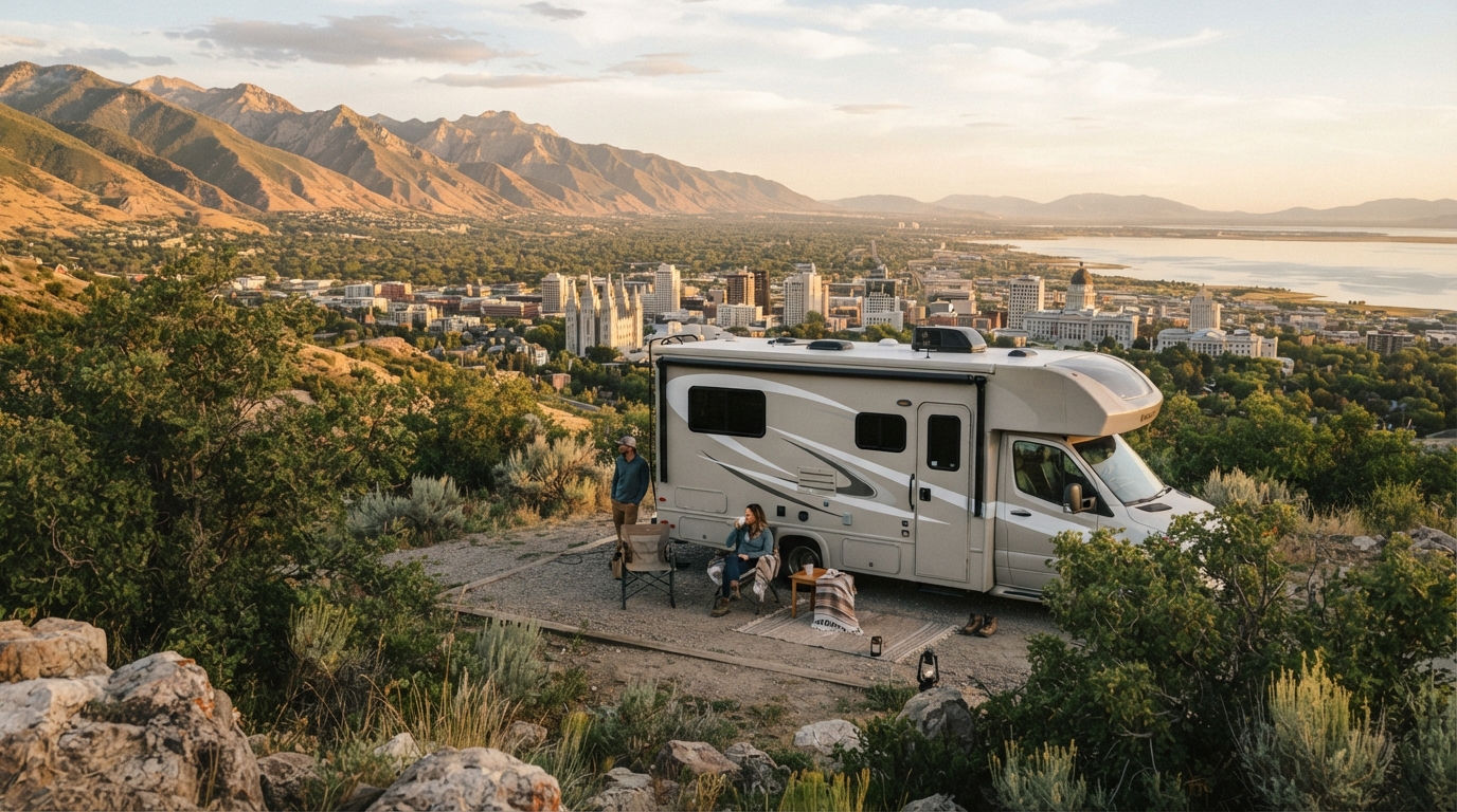 Salt Lake City to Atlanta - Canyons, Culture, and City Lights — campground with a motorhome
