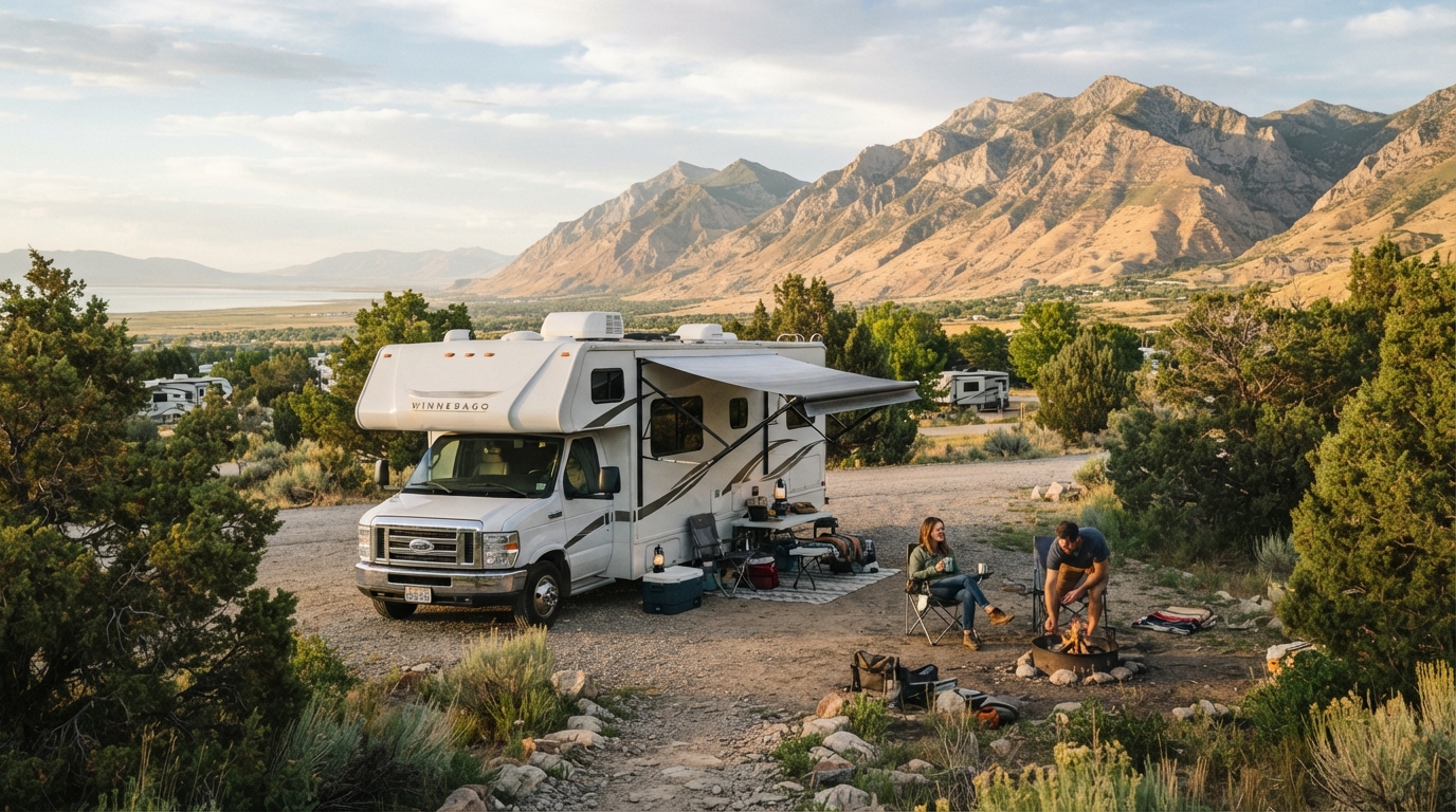 Salt Lake City to Denver - Including Grand canyon — campground with a motorhome
