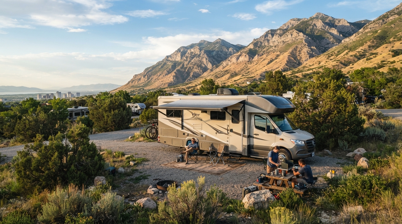 Salt Lake City Roundtrip - Utah's essentials Short Version — campground with a motorhome