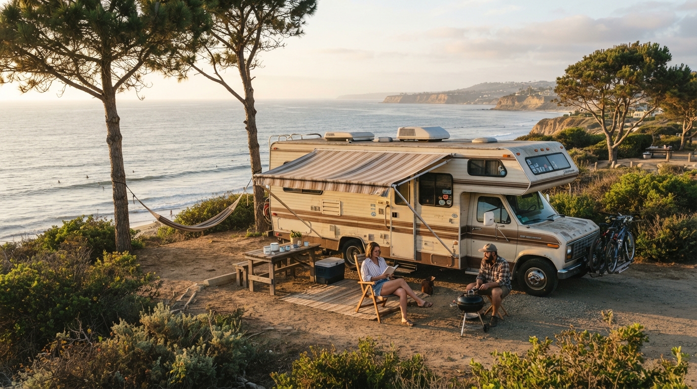 San Diego to Bozeman - San Diego to Bozeman - An Epic Western Journey — campground with a motorhome