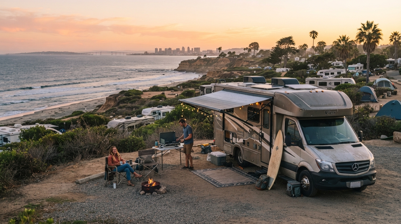San Diego to New Orleans - Uncover Adventure, History, and Culture — campground with a motorhome
