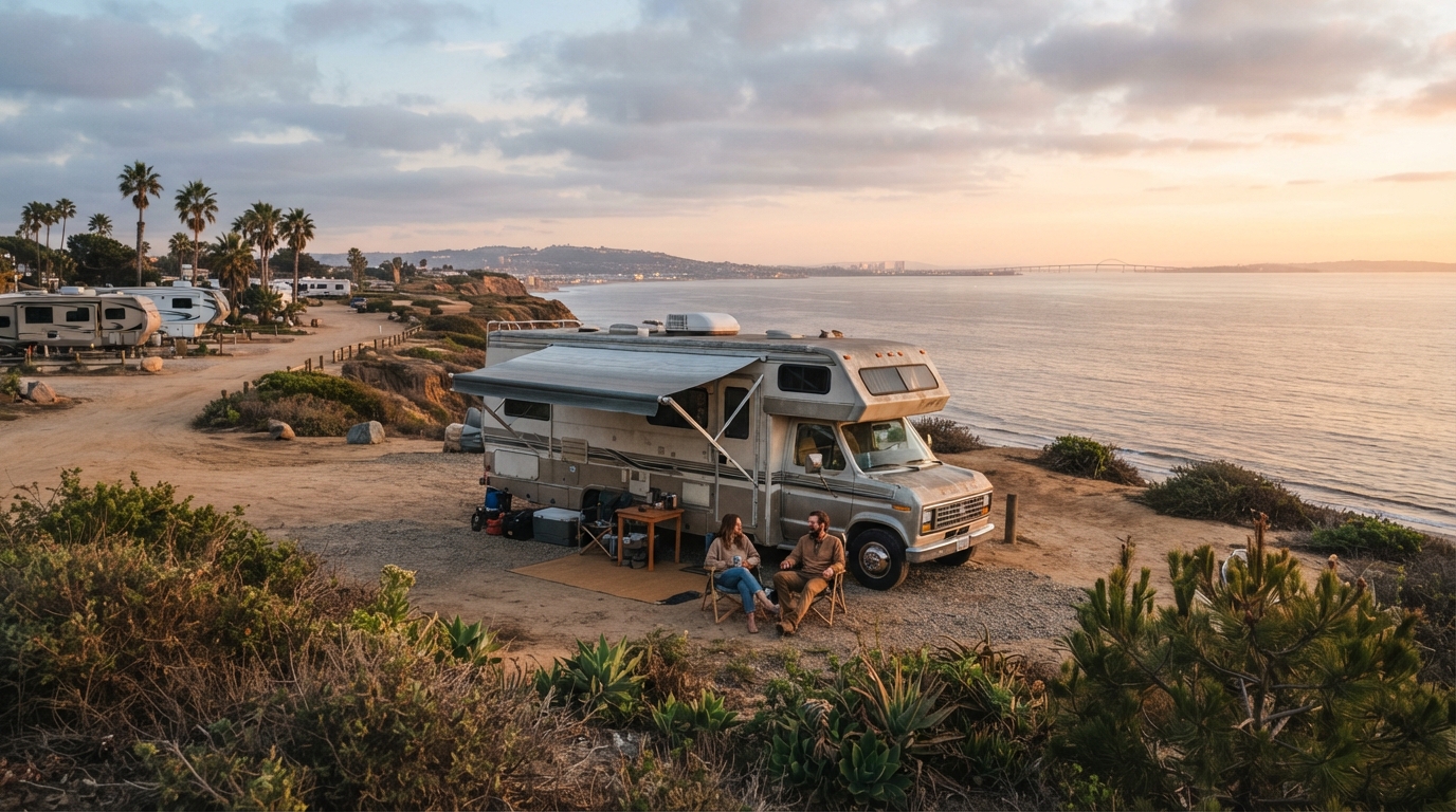 San Diego to Atlanta - A Journey of Adventure and Discovery — campground with a motorhome